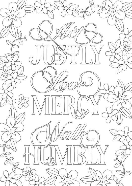 Coloring In Bible Verse | Act justly, love mercy, walk humbly