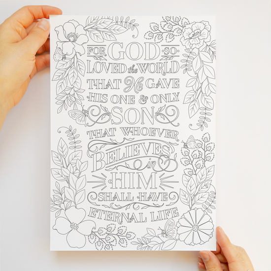 Free Christian Printable Coloring Page | John 3:16 – Lacewing Creative ...