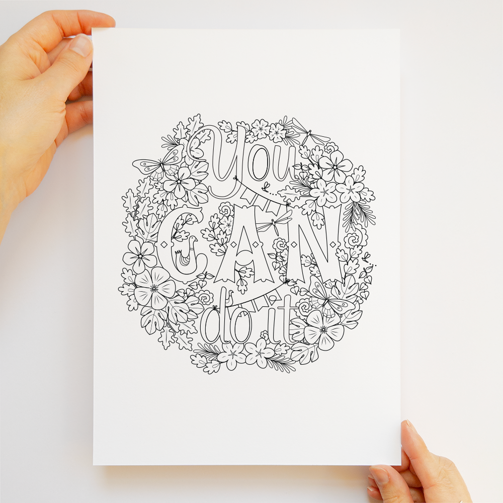 Pep Talk Collection | 4 Coloring Page Designs (instant download)