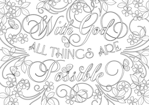 Coloring Bible Verse: With God All Things Are Possible (Matthew 19:26)
